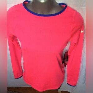 Nike Pro Dri-Fit Lightweight Neon Pink Athletic Shirt With Crew Neck Size Large
